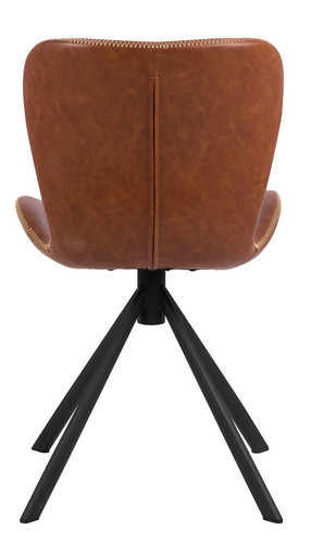 Leather Dining Chair Batilda Retro cross, brandy/black