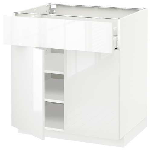 METOD / MAXIMERA Base cabinet with drawer/2 doors, white/Ringhult white, 80x60 cm