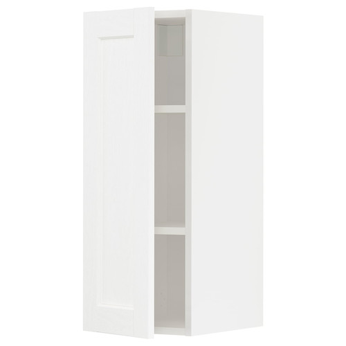 METOD Wall cabinet with shelves, white Enköping/white wood effect, 30x80 cm
