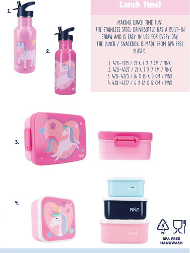 PRET Water Bottle for Children 500ml Unicorn Pink