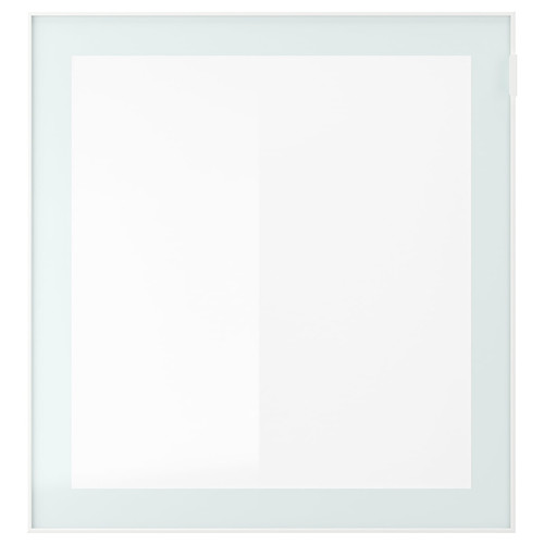 GLASSVIK Glass door, white/light green frosted glass, 60x64 cm