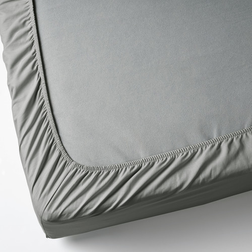 DVALA Fitted sheet, light grey, 140x200 cm