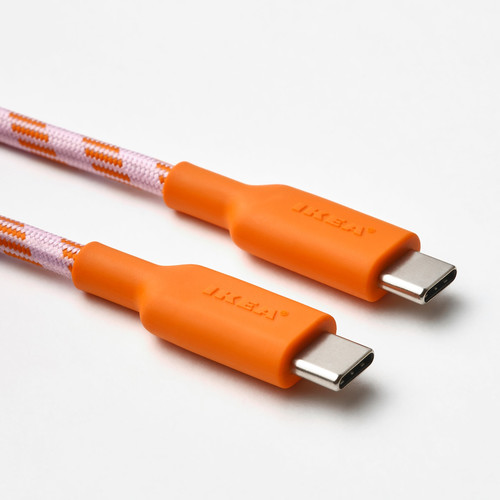 LILLHULT USB-C to USB-C, orange/pink, 1.5 m