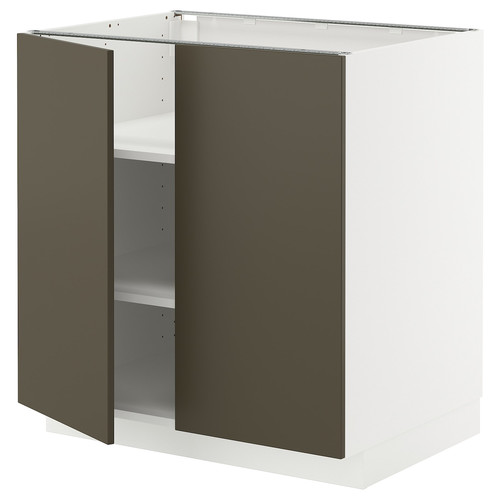 METOD Base cabinet with shelves/2 doors, white/Havstorp brown-beige, 80x60 cm