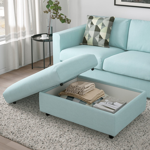 VIMLE Footstool with storage, Saxemara light blue