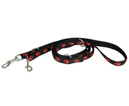 CHABA Adjustable Dog Leash Paw Pattern Size 20, black