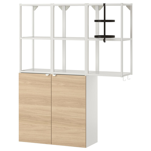 ENHET Wall storage combination, white, oak effect, 120x30x150 cm