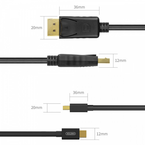 Unitek miniDisplayPort/ DisplayP M/M 2m;Y-C611BK