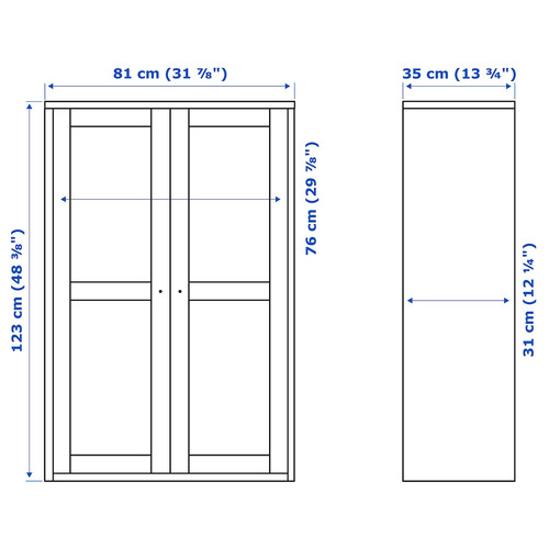 HAVSTA Glass-door cabinet, grey-beige, 81x35x123 cm