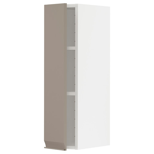 METOD Wall cabinet with shelves, white/Upplöv matt dark beige, 20x80 cm