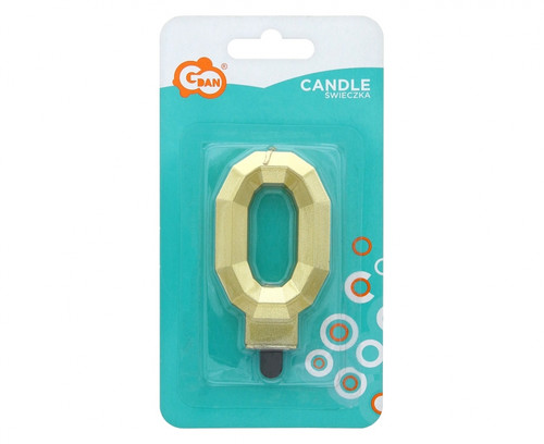 Birthday Candle 0 Diamond 7.6cm, gold