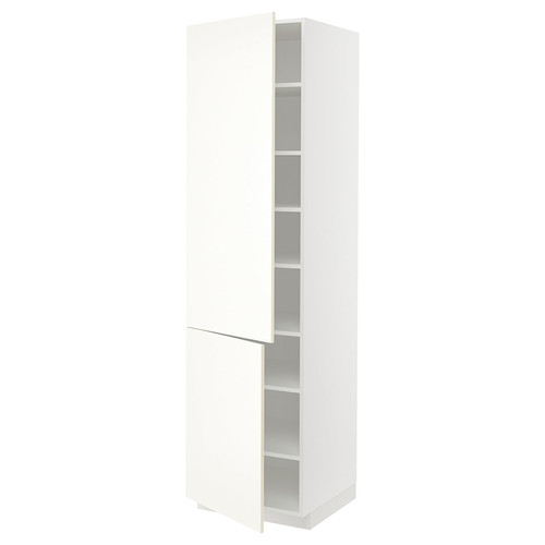 METOD High cabinet with shelves/2 doors, white/Vallstena white, 60x60x220 cm