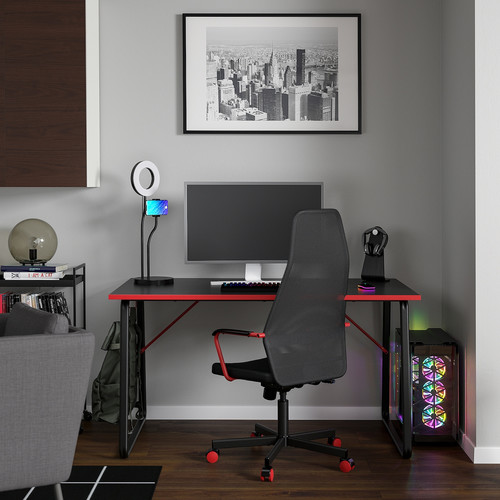 HUVUDSPELARE Gaming desk and chair, black