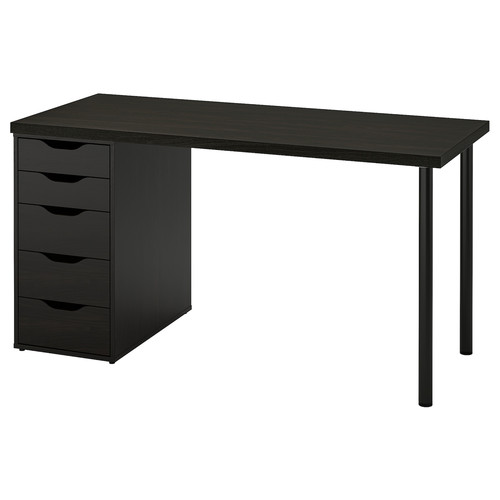 LAGKAPTEN / ALEX Desk, black-brown, 140x60 cm