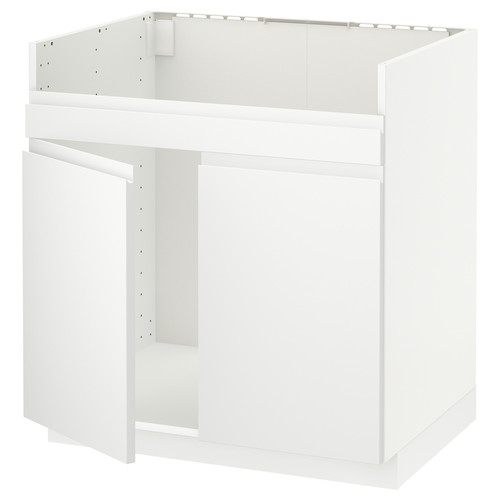 METOD Base cab f HAVSEN double bowl sink, white/Voxtorp matt white, 80x60 cm