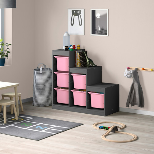 TROFAST Storage combination, grey/pink, 99x44x94 cm