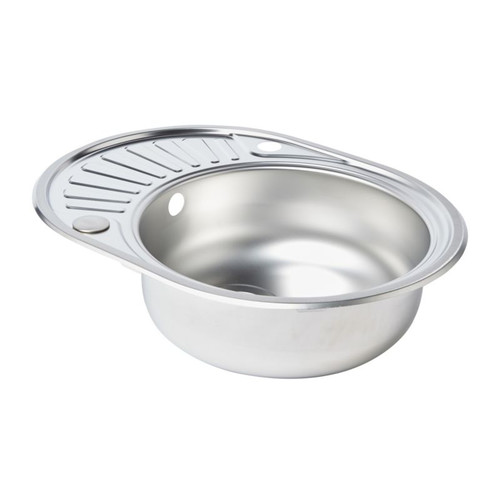 Steel Kitchen Sink Liebig 1 Bowl with Drainer, satin, round