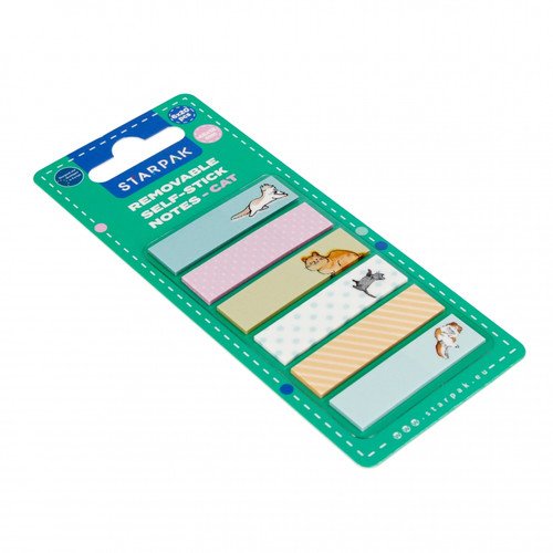 Starpak Removable Self-Stick Notes Cat 45x12mm 6 Colours x 20pcs