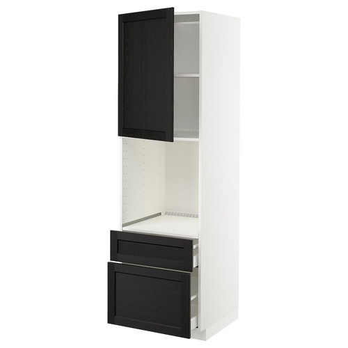 METOD / MAXIMERA Hi cab f ov w dr/2 frnt/1 m/1 h drw, white/Lerhyttan black stained, 60x60x200 cm