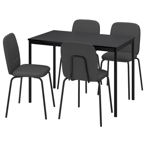 SANDSBERG / PÅBODA Table and 4 chairs, black/black/Remmarn dark grey, 110 cm