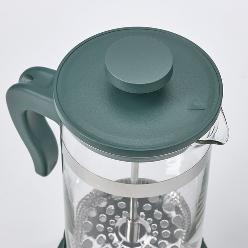 UPPHETTA Coffee/tea maker, glass/stainless steel dark grey-turquoise, 1 l