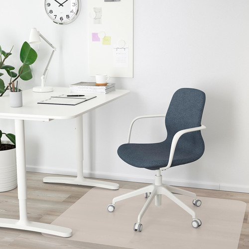 LÅNGFJÄLL Office chair with armrests, Gunnared blue/white, 68x68 cm