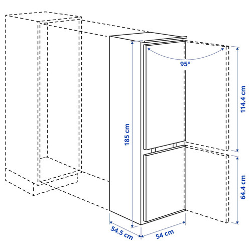 TINAD Fridge/freezer, IKEA 500 integrated, 210/79 l