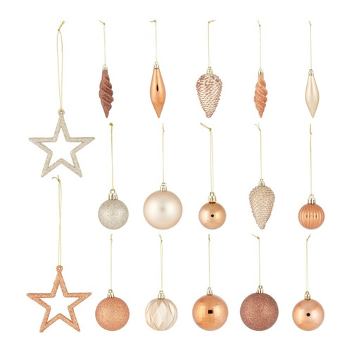 Christmas Baubles 40pcs, plastic, champagne