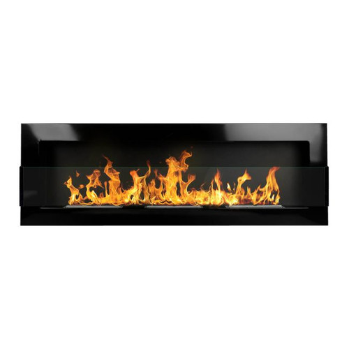 Wall-mounted Biofireplace with Glass 1200 x 400 mm, high-gloss black