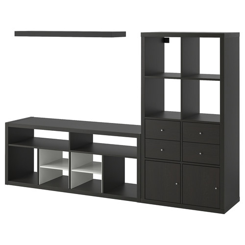 KALLAX / LACK TV storage combination, black-brown, 224x39x147 cm