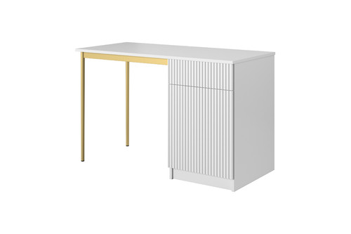 Desk Nicole 120 cm, matt white, gold legs