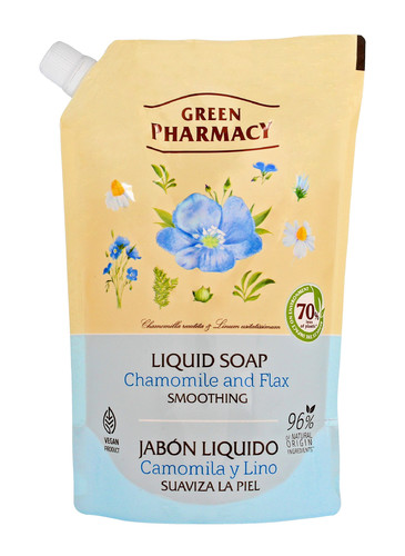 Green Pharmacy Smoothing Liquid Soap Chamomile & Flax 96% Natural Vegan 460ml