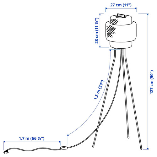 SINNERLIG Floor lamp, bamboo/handmade