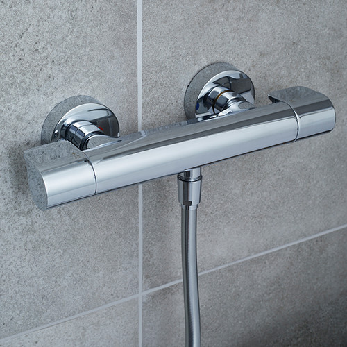 GoodHome Shower Mixer Tap Thermostatic Cavally, silver