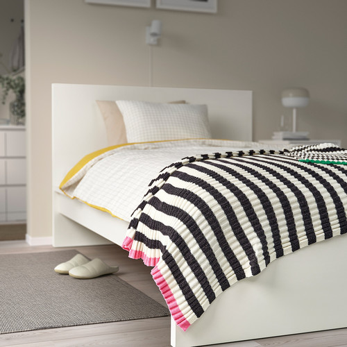 MOSSMOTT Throw, black/white, 130x170 cm