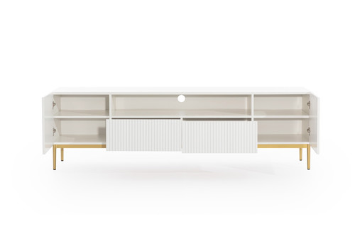 TV Cabinet Nicole 200 cm, matt white, gold legs