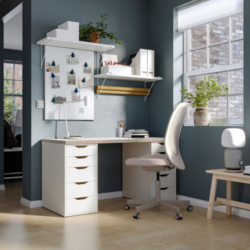 LAGKAPTEN / ALEX Desk, white anthracite/white, 140x60 cm