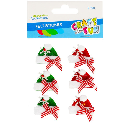 Craft Christmas Self-Adhesive Decoration Set Hats 6pcs