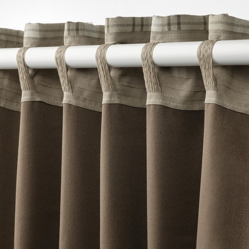 HÄGGVECKMAL Room darkening curtains, 1 pair, beige, 145x300 cm