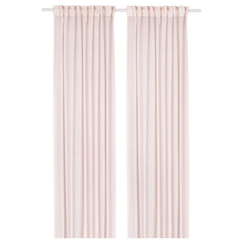 STENFRÖ Sheer curtains, 1 pair, with heading tape/pink, 145x300 cm