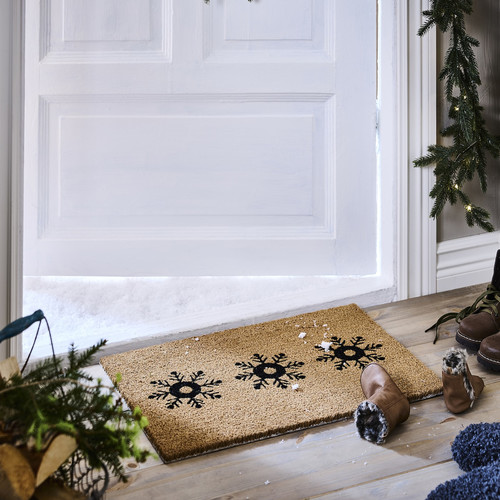 VINTERFINT Door mat, snowflake pattern natural, 40x60 cm