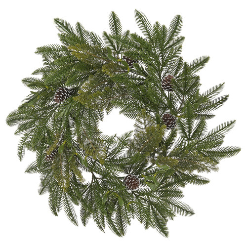 VINTERFINT Artificial wreath, in/outdoor/pine cone  green, 60 cm