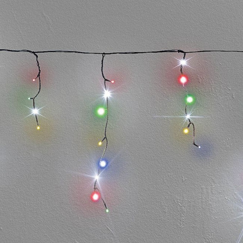 Christmas Curtain Lights In-/Outdoor 100 LED 9.6m, icicles, multicolour/cool white flash