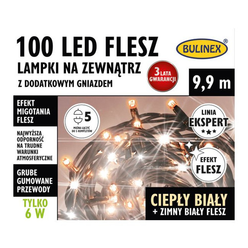 Christmas Lights 100 LED Bulinex Flash 9.9 m, cool white/warm white