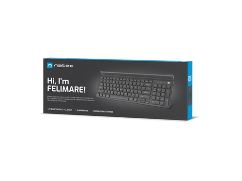 Natec Wireless Keyboard Felimare US Bluetooth 2.4GHz Slim with Phone/Tablet Holder, black