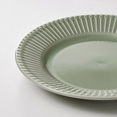 STRIMMIG Side plate, stoneware pale grey-green, 21 cm