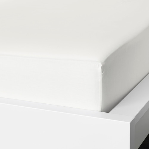 NATTJASMIN Fitted sheet, white, 140x200 cm