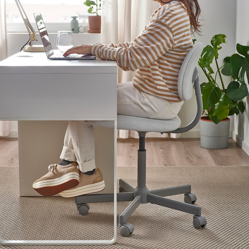 BLECKBERGET Swivel chair, Klovsta white/grey