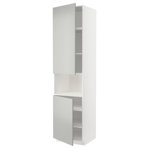 METOD High cab f micro w 2 doors/shelves, white/Havstorp light grey, 60x60x240 cm