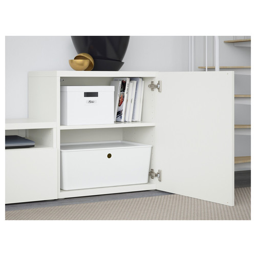 BESTÅ TV storage combination/glass doors, white/Lappviken white clear glass, 300x42x211 cm